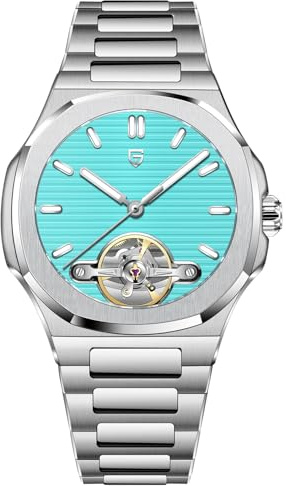 TAYSHILEY Pagani Design YS025 Herren-Armbanduhr, automatisch, Edelstahl, mechanische Armbanduhr für Herren, 100 m wasserdicht, Saphir-Zifferblatt, Schraubkrone