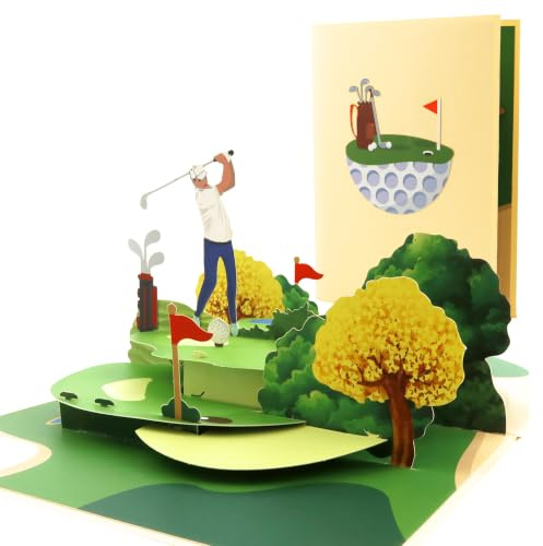 DORAFIORA® 3D Pop-Up Karte Golfer – Glückwunschkarte für Kollegen & Golfspieler | Geburtstag, Turniersieg, Hole-in-One, Geschenkidee | Geburtstagskarte inkl. Umschlag
