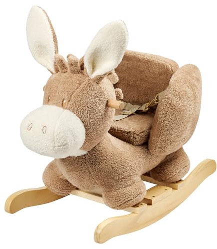Nattou Schaukeltier, Esel, Inkl. Sicherheitsgurt, Fröhliches Hin- und Herschaukeln, 100% Polyester, Teddy, Beige
