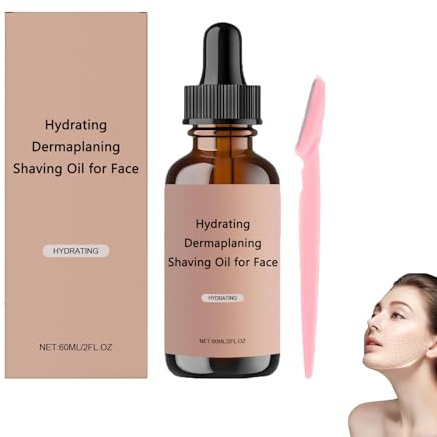 Feuchtigkeitsspendendes Dermaplaning-Rasieröl für das Gesicht– beruhigendes ätherisches Öl mit Vitamin E,tiefenwirksam feuchtigkeitsspendend,nicht reizend,reduziert Haarausfall und Trockenheit (1pcs)