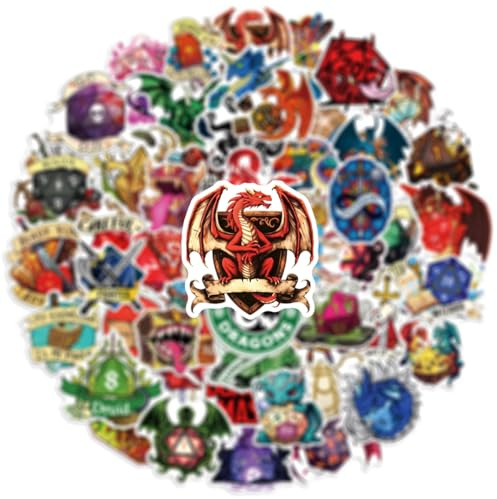 Drachen Aufkleber für Erwachsene 50 Stück Drachen Vinyl Sticker Set Auto Motorräder Fahrrad Skateboard Snowboard Gepäck Laptop Koffer Helm Motorrad Computer
