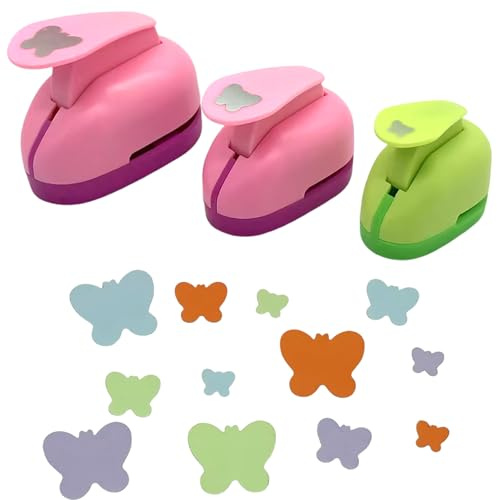 DHER 3pcs papierstanzer Lochstanzer Papier Stanzer Set Schmetterlinge | Schmetterlingsförmiger Locher, geeignet für Bastelarbeiten, Sammelalben, Grußkarten Erhältlich in den Größen 10/15/25 mm