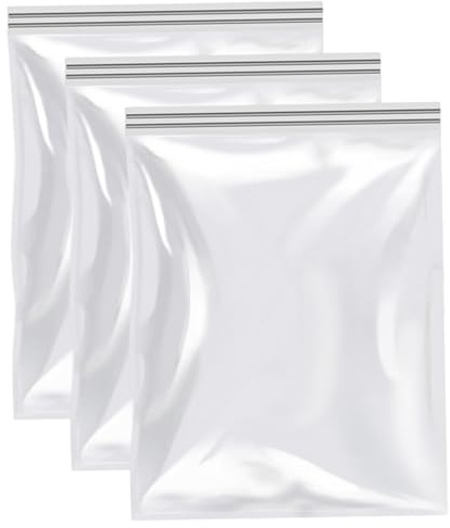 Lot de 3 sacs de nettoyage pour grille de four et rangement sous vide, en polyéthylène épais, transparent, 80 x 60 cm