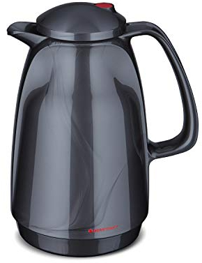 ROTPUNKT Isolierkanne 220 Bella 1,0 l | Zweifunktions-Drehverschluss | BPA-frei - gesundes Trinken | Made in Germany | Warm + Kalthaltung | Glaseinsatz | Titan