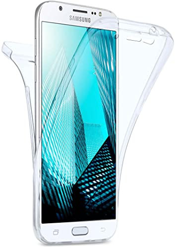 moex Funda Doble Compatible con Samsung Galaxy J7 (2016) Funda de Silicona Transparente con protección Completa de 360 Grados, Funda Protectora Delantera y Trasera, Cristal