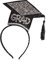 Bristol Novelty X80325 Abschlusshut an Kopfband, Unisex Adult, Schwarz,Silber, Einheitsgröße
