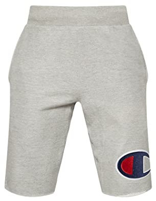 Champion Life Mens Reverse Weave Cut-Off Shorts, XL, Big C Oxford Grey
