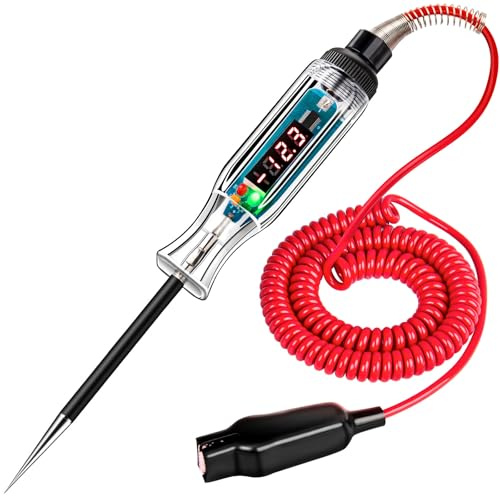 Premium Digital LED Automotive Circuit Tester, DC 2.6V-32V Test Light with Portable PU Extended Spring Wire, Vehicle Circuits Low Voltage Light Tester with Sharp Stainless Probe