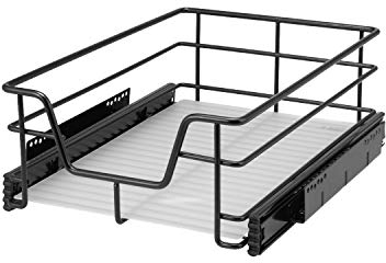 cajón telescópico bremermann de 40 cm con balda, para reequipamiento, con guías telescópicas de bolas, ideal para cocina, baño y dormitorio, de metal (Negro)