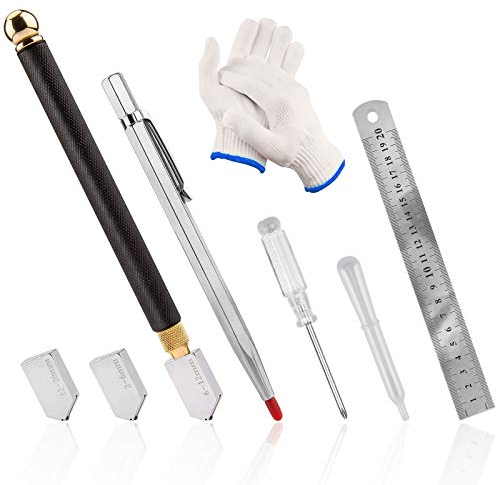 BELIOF 6 Pz Set di utensili per il taglio del vetro professionale Frese diamantate manuali Portata di taglio 2-6 mm / 6-12 mm / 12-20 mm Adatto per vetro, specchio e piastrelle in ceramica