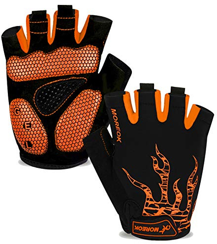 BIKINGMOREOK Fahrradhandschuhe Radhandschuhe Herren Damen Halbfinger Atmungsaktiv Radsporthandschuhe,5MM SBR Gel Stoßdämpfende rutschfeste MTB Mountainbike Handschuhe Unisex
