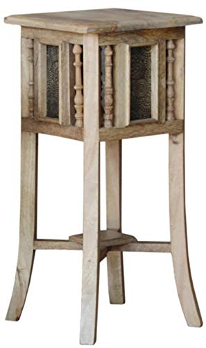 GURU SHOP Orientalischer Beistelltisch mit Messing Dekoration - Größe L 60cm, Mehrfarbig, Mangoholz, 60x28x28 cm, Kaffeetische & Bodentische
