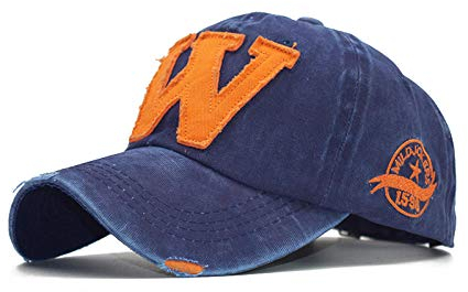 Herren Kappe Hut Neuer Baumwollbuchstabe W Baseball Cap Frauen Snapback Fishing Outdoor Sonnenschutz Sportkappe Hip Hop Hut Männer Baseball Cap-Blue_Adjustable