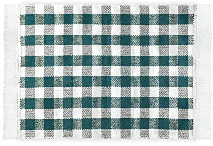 WohnDirect Tapis de Cuisine à Carreaux 50 x 75 cm Essence pour Cuisine, Couloir, Salon - Tapis de Cuisine Lavable en Machine - Tapis en 100% Coton avec Franges ludiques