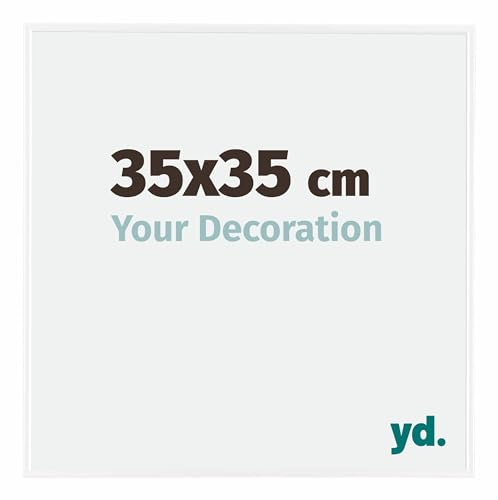 Your Decoration - Cadre photo 35x35 cm - Blanc Brillant - Cadre Photo en Plastique Avec Verre acrylique - Anti-Reflet - Cadre 35x35 - Evry