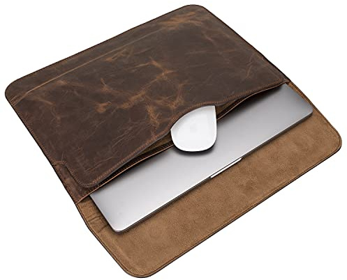Solo Pelle MacBook Pro 13 und 14 Zoll & Air Retina 13 Zoll Retina, Air M1 Pro Ledertasche Case Hülle Montana für das Apple MacBook Pro 13 Inch aus echtem Leder (Vintage Braun)