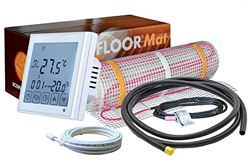 Komplett-Set elektrische Fußbodenheizung Ecofloor 200 W/m² mit Thermostat RT-60 Wlan/Wifi (1,5 m² - 0,5 x 3 m)