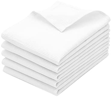 ZOLLNER 5er Set Geschirrtücher - Baumwolle in 50x70 cm - saugstarke und strapazierfähige Küchentücher - Waffelpique mit Karomuster - waschbar bis 60°C – in weiß - Oeko Tex® Zertifiziert