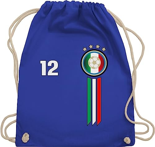 Turnbeutel Rucksack - Fußball EM WM - Taschen - 12. Mann Italien Emblem - Unisize - Royalblau - fussball fanartikel tasche europameisterschaft italy sporttasche 2024 fu ball italia stoffsackerl