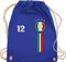Turnbeutel Rucksack - Fußball EM WM - Taschen - 12. Mann Italien Emblem - Unisize - Royalblau - fussball fanartikel tasche europameisterschaft italy sporttasche 2024 fu ball italia stoffsackerl
