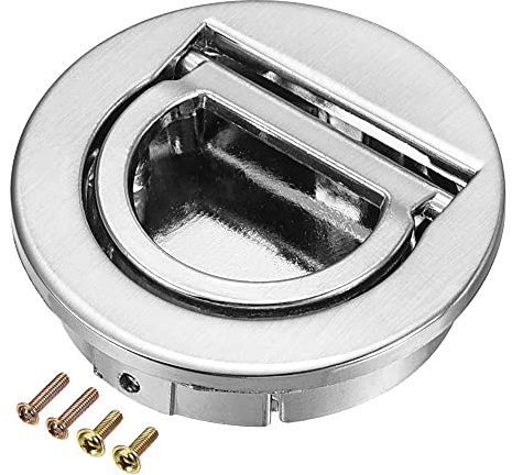 sourcing map Flush Pull Ring Handle 40x10mm, 3pcs Plane Drawer Door Pull, Brushed Silver Tone