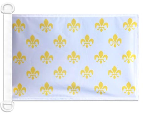 AZ FLAG - Drapeau Fleur de Lys Multi Blanc et Or - 45x30 cm - Pavillon Nautique Royaume De France Spécial Bateau Et Extérieur En Maille Bloquée Avec Anneaux Plastiques Intégrés - 30g