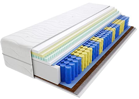 Godre Matratze 90x200 cm Doppelmatratze, H3 & H5 Federkernmatratze, Taschenfederkernmatratze 27 cm Hoch Latex Kokosfaser Visco Memory Rosshaar Hypoallergene, HR-Schaum, Gesteppter Bezug Dario Max