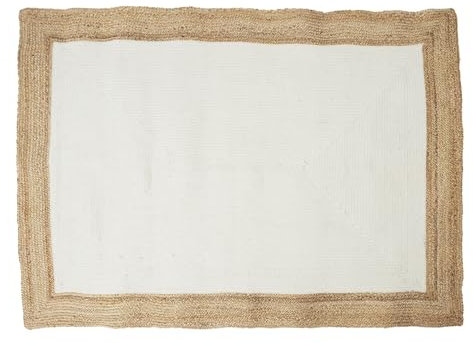 HOME DECO FACTORY - Teppich Jute, Baumwolle, 120 x 170 cm, Ecru