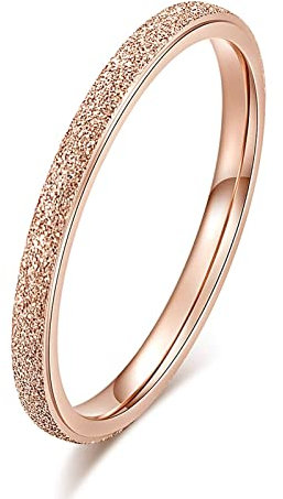 Hoisy Zarter Ring Damen, Ring Rosenkranz Gold Gefrostet Roségold Größe 49 Eheringe Antragsring für Frauen
