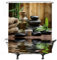 Ulticool Duschvorhang - Zen Spa Meditation Rest Natur - 180 x 200 cm - Waschbar - Anti Schimmel - mit 12 Ringen - Grün Beige Schwarz