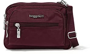 Baggallini Womens Triple Zip Bagg cross body handbags, Dark Cherry, One Size US
