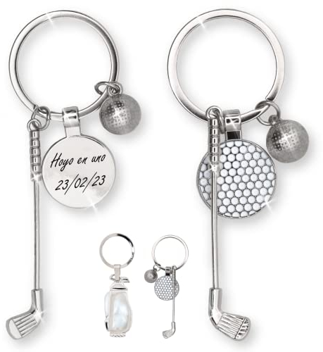 ibera gifts - Llavero de Golf Personalizado con Bola de Golf, Palo y Marcador, Grabado con Láser, Regalos Golf Personalizados para Golfistas, Regalos para Golfistas, Presentado en Bolsa de Regalo
