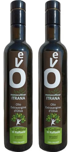 Le Colline di Raffaele - Olio extravergine di oliva ITRANA 100% italiano, olio EVO estratto a freddo, da olive raccolte a mano, pack da 2 x 500 ml