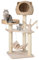 COSTWAY Arbre a Chat XXL 121 cm, Arbre a Chat Bois, 3 Poteaux à Griffer en Sisal, Tour pour Chaton, 3 Plateformes, Condo, Hamac, 4 Pompons, 49,5 × 49,5 × 121 cm