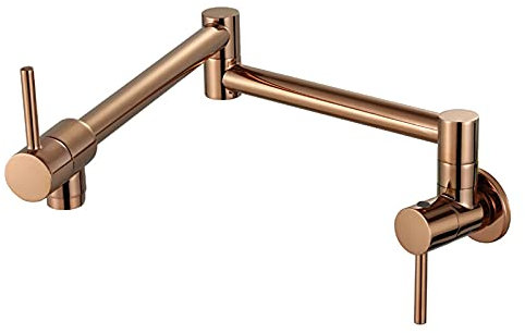 ZEDARO Kitchen Tap Brass Kitchen Faucet 360°Rotation Kitchen Sink Mixer Double Joints and Single Cold Kitchen Mixer Tap Foldable Double Handle Sink Taps,Rose Gold