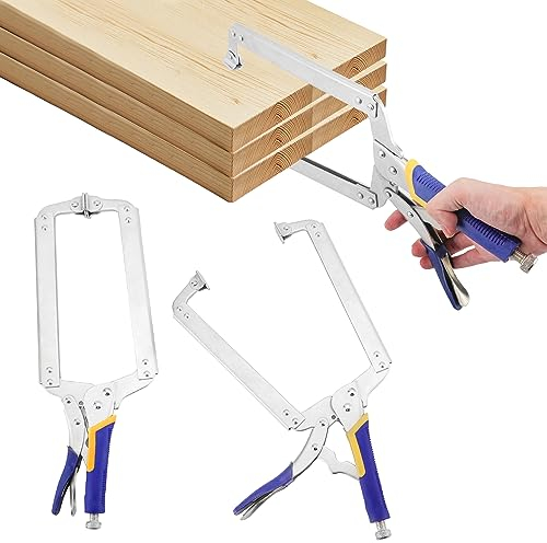 2 Pack Heavy Duty Locking C-Clamp 18 Inch Face Clamp, Welding Clamps with Swivel Pad for Woodworking