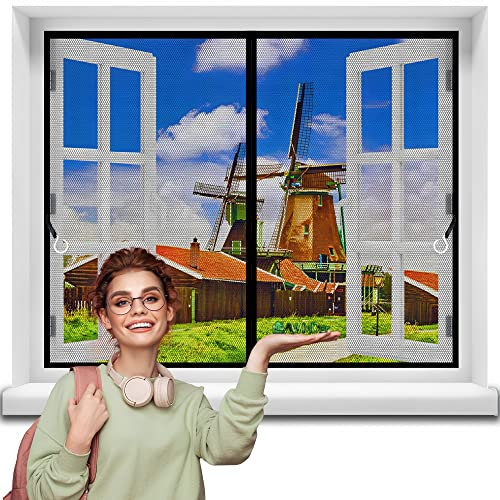 Zanzariera Finestra, 140 x 80 cm Zanzariere su Misura Si Chiude da Sola Totalmente Magnetica per Porte Camera da Letto Casa - Nero