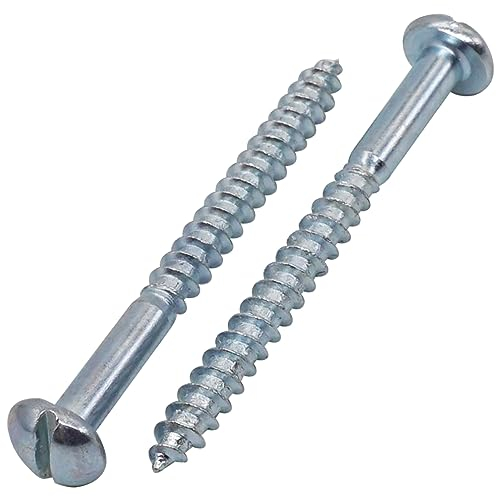 SKIR'CO (10 pièces) Vis à Bois Acier Zingué 4,5 x 50 mm, Vis à Bois Tête Ronde Fendue, Vis DIN 96