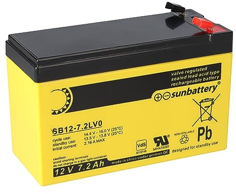 Batteria di ricambio compatibile con Aritech BS127N, 12 V, 7,2 Ah, durevole, non richiede manutenzione, affidabile