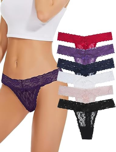Evolyline tanga dam spets sträng stringtrosa dam tanga spets stringtrosor spets set sexig tanga spets string bomull damer spets underkläder tanga spets flerpack underkläder för kvinnor