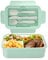 LUZOON Lunch Box,1400ml Bento Box con 3 Scomparti e Posate per Adulti, Porta Pranzo con Posate e Scatola Per Salse,Senza BPA,Sicuri per Microonde e Lavastoviglie (Verde Chiaro+Sauce Box)