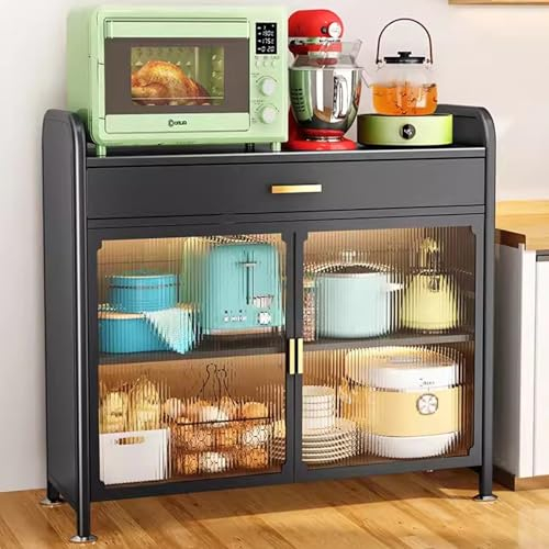 3-stöckiger Sideboard Küche, Sideboard Küchenschrank, Bäckerständer mit Stauraum, Mikrowellenschrank mit Stauraum, Restaurant-Seitenschrank (Color : B, Size : 60cm-23.6in)