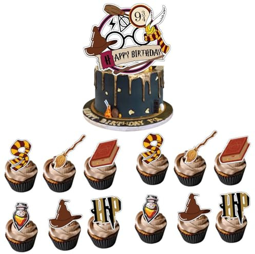 ALEGRE Glitter Magier Happy Birthday Tortendeko Geburtstag, 25 Stück Wizard Cupcake Topper Deko, Magical Cake Topper Geburtstag, Kindergeburtstag Party Deko Kuchen Deko, Magic Theme Party Supplies