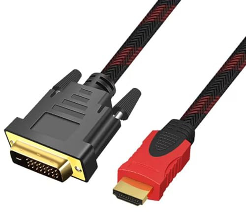 JANEMO HDMI to DVI Cable 1M, Ultra Thin DVI to HDMI Cable Bi Directional Flexible & Hyper Slim 24+1 Male to HDMI Male Cable Support 4K@60HZ/1080P Full HD
