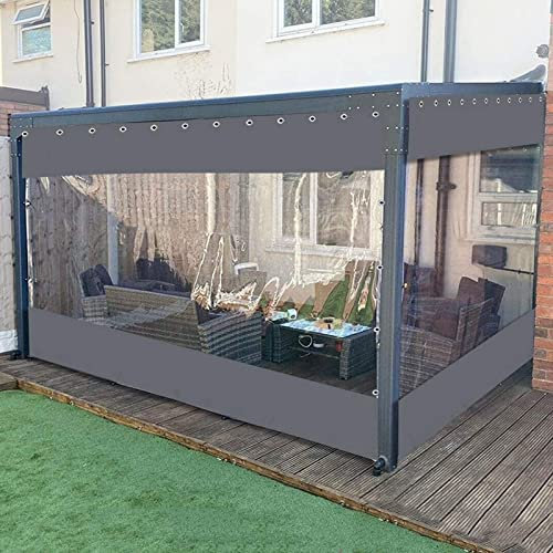 Cortina Transparente Para Exteriores Paneles Laterales de La Pérgola con Estor Enrollable PVC Impermeable A Prueba de Polvo Lona Impermeable Para Balcón, Personalizable ( Color : Clear gray A , Size :