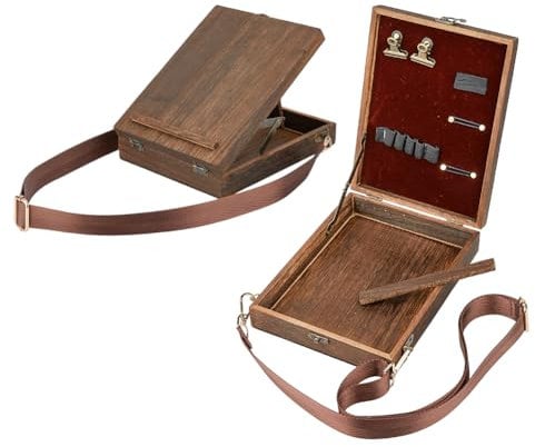 SUPERFINDINGS Caballete de Mesa de Madera de Haya Ajustable,Caja de Dibujo de Mesa,Caballete de Mesa Portátil,Caja de Pintura de Madera con Banda de Pintura de Lienzo