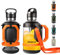 poweco Trinkflasche Glas 2L/Liter mit Griff - Wasserflasche Glas mit sieb und Schultergurt, BPA-frei - Glas-Trinkflasche, Glasflasche, für Outdoor, Arbeit, Tee, Getränke, Wasser (2000ml, orange)