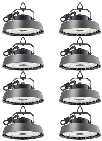 ANTENLICHT 8er LED Hallenstrahler 150W Kaltweiß 5000K | 24000lm 120° Abstrahlwinkel UFO Highbay Industrielampe IP65 Innenbeleuchtung für Gewerbe Werkstatt Garage