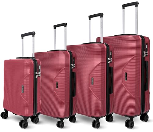 deluxe4home® 4 TLG. Hartschalenkofferset Reisekoffer Koffer & Trolley Burgunder Rot I Kofferset ABS-Hartschale mit 4 Rollen I Reisetaschen Gepäck Rollkoffer Handgepäck Groß