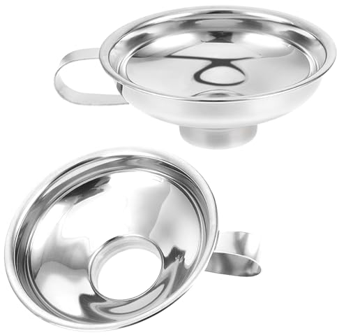 Lot de 2 entonnoirs en acier inoxydable - Petits entonnoirs de confiture - Entonnoir de cuisine en métal - Avec grande ouverture - Entonnoir à bière avec poignée - Funnel pour confitures et liquides